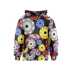 Colorful Retro Circular Pattern Kids  Pullover Hoodie by DanaeStudio