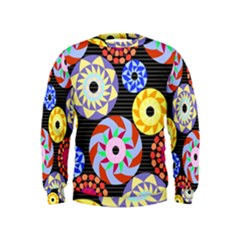 Colorful Retro Circular Pattern Kids  Sweatshirt by DanaeStudio