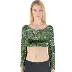 Green Boho Flower Pattern Zz0105  Long Sleeve Crop Top