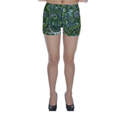 Green Boho Flower Pattern Zz0105  Skinny Shorts by Zandiepants