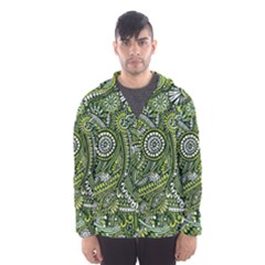 Green Boho Flower Pattern Zz0105  Hooded Wind Breaker (men) by Zandiepants