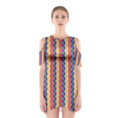 Colorful Chevron Retro Pattern Women s Cutout Shoulder One Piece by DanaeStudio