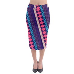 Purple And Pink Retro Geometric Pattern Midi Pencil Skirt by DanaeStudio