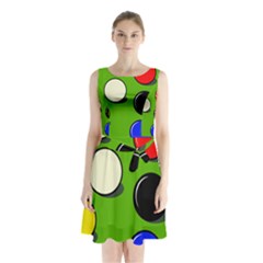 Billiard  Sleeveless Chiffon Waist Tie Dress by Valentinaart