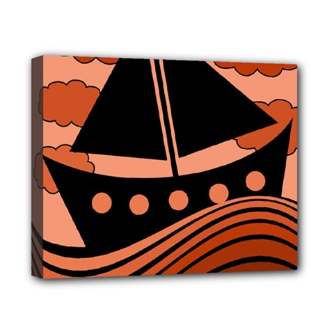 Boat - Red Canvas 10  X 8  by Valentinaart