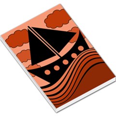 Boat - Red Large Memo Pads by Valentinaart