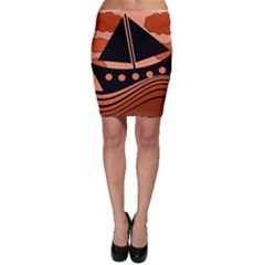 Boat - Red Bodycon Skirt by Valentinaart