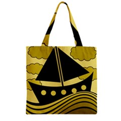 Boat - Yellow Zipper Grocery Tote Bag by Valentinaart