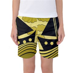 Boat - Yellow Women s Basketball Shorts by Valentinaart