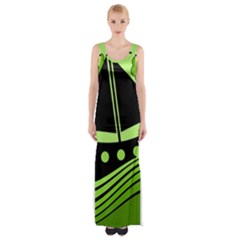 Boat - Green Maxi Thigh Split Dress by Valentinaart