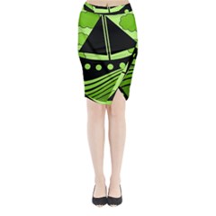 Boat - Green Midi Wrap Pencil Skirt by Valentinaart