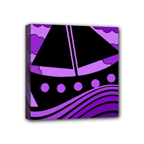 Boat - Purple Mini Canvas 4  X 4  by Valentinaart