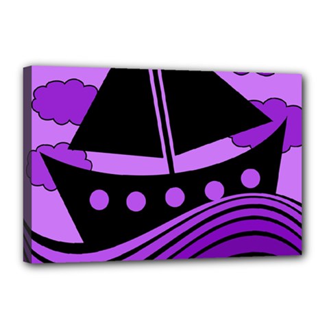 Boat - Purple Canvas 18  X 12  by Valentinaart