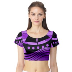 Boat - Purple Short Sleeve Crop Top (tight Fit) by Valentinaart