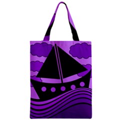 Boat - Purple Zipper Classic Tote Bag by Valentinaart