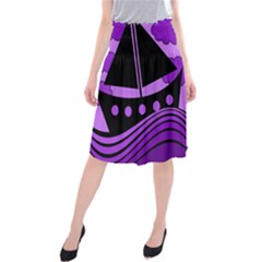 Boat - Purple Midi Beach Skirt by Valentinaart