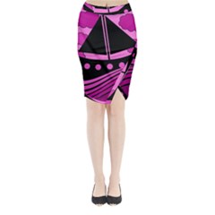 Boat - Magenta Midi Wrap Pencil Skirt by Valentinaart