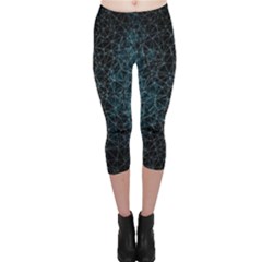 Polygonal And Triangles In Blue Colors  Capri Leggings 