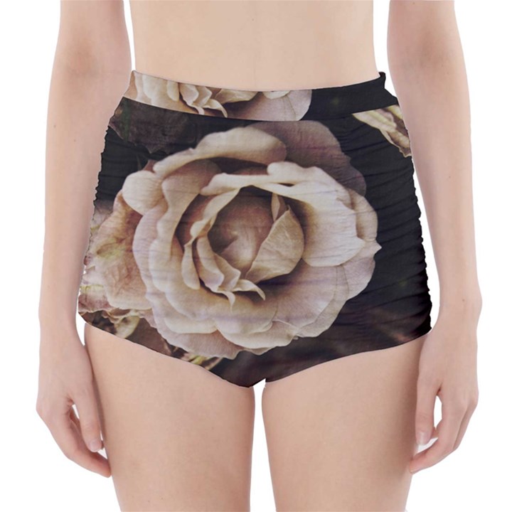 Roses Flowers High-Waisted Bikini Bottoms