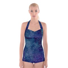 Constellations Boyleg Halter Swimsuit 