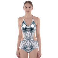 Mandala Blue And White Cut-out One Piece Swimsuit