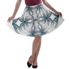 Mandala Blue And White A-line Skater Skirt