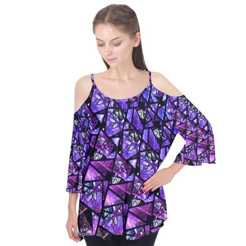  Blue Purple Shattered Glass Flutter Tees by KirstenStar