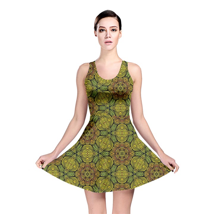 Camo Abstract Shell Pattern Reversible Skater Dress