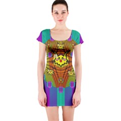 Flower Mice In Peace Balls Pop Art Short Sleeve Bodycon Dress by pepitasart