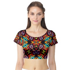 HEADS UP TALK Short Sleeve Crop Top (Tight Fit)