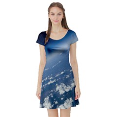 Space Photography Short Sleeve Skater Dress