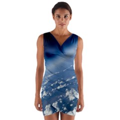 Space Photography Wrap Front Bodycon Dress