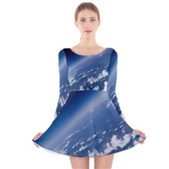 Space Photography Long Sleeve Velvet Skater Dress