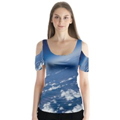 Space Photography Butterfly Sleeve Cutout Tee 