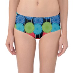 Vibrant Retro Pattern Mid-waist Bikini Bottoms by DanaeStudio