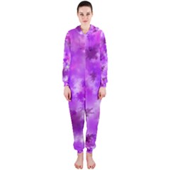 Purple Splatter Pattern Hooded Jumpsuit (ladies)  by traceyleeartdesigns