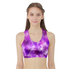 Purple Splatter Pattern Sports Bra With Border