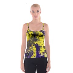 Yellow And Purple Splatter Paint Pattern Spaghetti Strap Top by traceyleeartdesigns