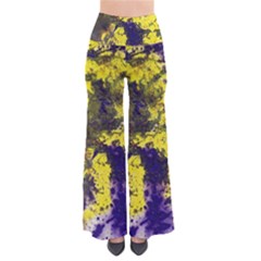 Yellow And Purple Splatter Paint Pattern Pants by traceyleeartdesigns