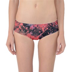 Pink And Black Abstract Splatter Paint Pattern Classic Bikini Bottoms by traceyleeartdesigns