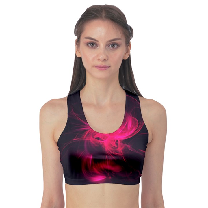 Pink Flame Fractal Pattern Sports Bra