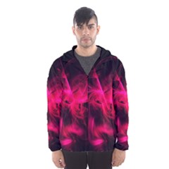 Pink Flame Fractal Pattern Hooded Wind Breaker (men) by traceyleeartdesigns