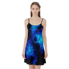 Blue Universe Fractal Pattern Satin Night Slip