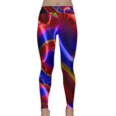 Pink Blue And Red Globe Yoga Leggings  by traceyleeartdesigns