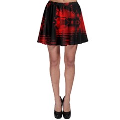 Red And Black Lake Fractal Skater Skirt by traceyleeartdesigns