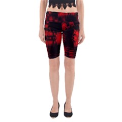 Red And Black Lake Fractal Yoga Cropped Leggings