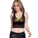 Bright Multi Coloured Fractal Pattern Racer Back Crop Top View1