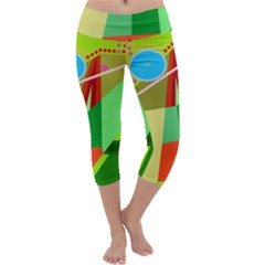 Colorful Abstraction Capri Yoga Leggings by Valentinaart