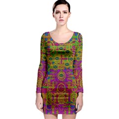 Carpe Diem In Rainbows Long Sleeve Bodycon Dress by pepitasart