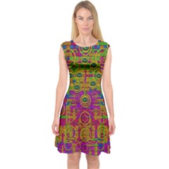 Carpe Diem In Rainbows Capsleeve Midi Dress by pepitasart